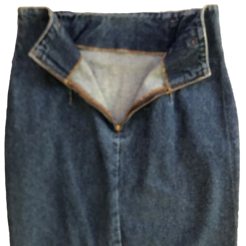 Hunt Club High Waisted Denim Maxi Pencil Skirt Womens Sz 8 VTG 80s Classic Jeans